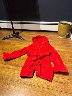 GAP Kids Red Hooded Plush Bathrobe